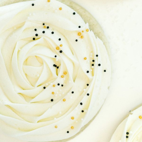 New Years Sugar Cookie, New Years Eve treats, Thick, buttery sugar cookie, topped with rich buttercream frosting